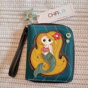Chala blue mermaid zip around wristlet